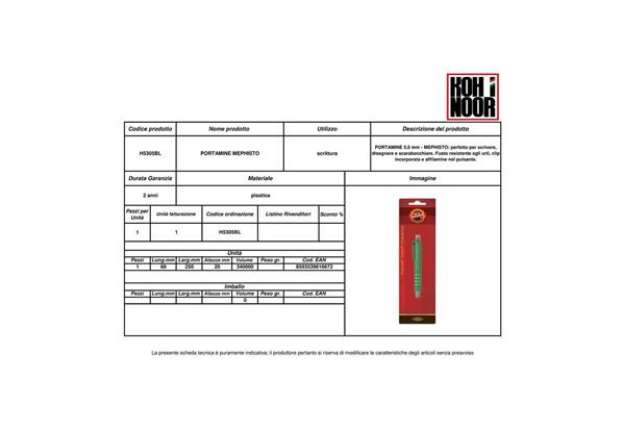 Immagine di Portamine da disegno KOH-I-NOOR plastica 5,6mm H5305BL