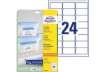 Immagine di Etichette permanenti per freezer Avery 63,5x33,9 mm bianco - 24 et./foglio - laser/inkjet - cf. 25 f