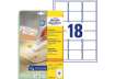 Immagine di Etichette bianche rimovibili AVERY 63,5x46,6 mm - 18 et/foglio - stampanti laser/inkjet Conf. 25 fog