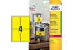 Immagine di Etichette permanenti poliestere giallo Avery 99,1x139 mm - 4 et/foglio - per stampanti laser - cf. 2