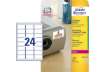 Immagine di Etichette bianche superaderenti Avery poliestere 63,5x33,9 mm - 24 et/foglio - per laser - conf. 20