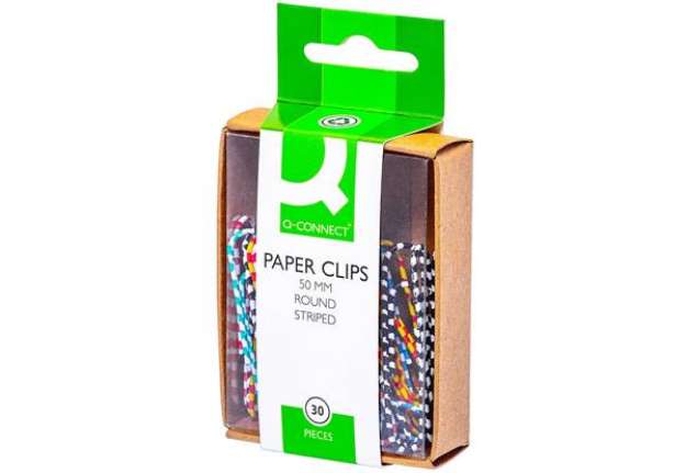 Immagine di Fermagli zebra Q-Connect a strisce assortiti 50 mm conf. da 30 - KF02027