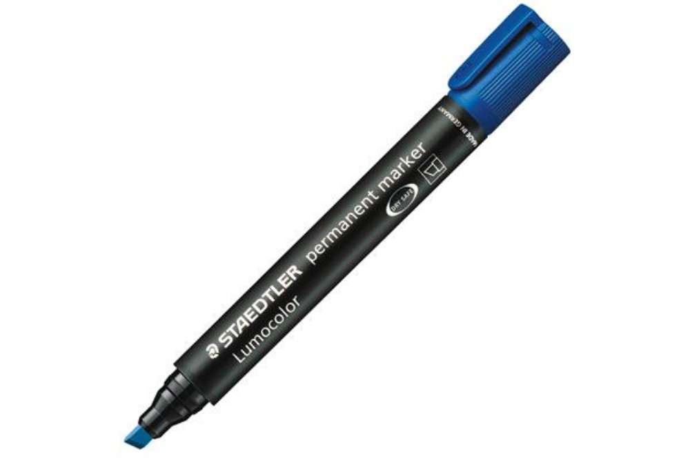 Immagine di Marcatore Lumocolor Permanent 350 - punta a scalpello - tratto 2 - 5 mm - blu - Staedtler