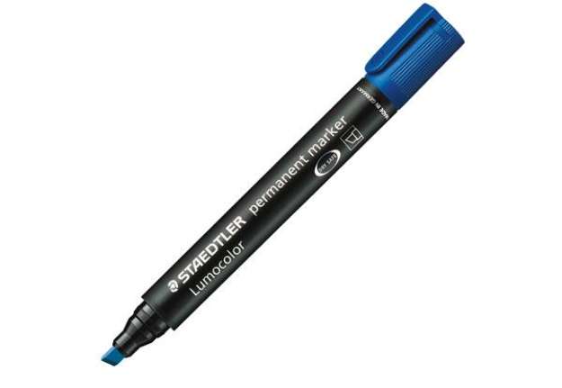 Immagine di Marcatore Lumocolor Permanent 350 - punta a scalpello - tratto 2 - 5 mm - blu - Staedtler