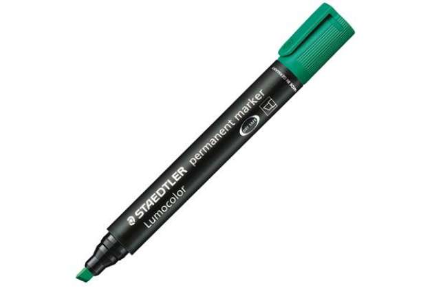Immagine di Marcatore Lumocolor Permanent 350 - punta a scalpello - tratto da 2 - 5 mm - verde - Staedtler