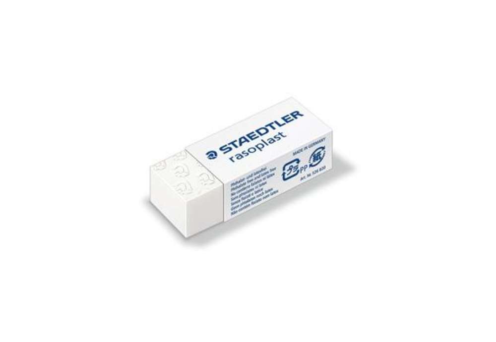 Immagine di Gomma Rasoplast - 43 x19 x13 mm - per matita - bianca - Staedtler - conf. 30 pezzi