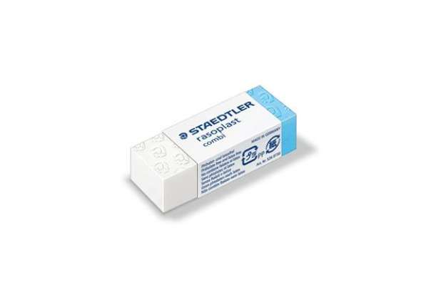 Immagine di Gomma Combi Rasoplast - 43 x19 x13 mm -  bianca e blu - Staedtler - conf. 30 pezzi