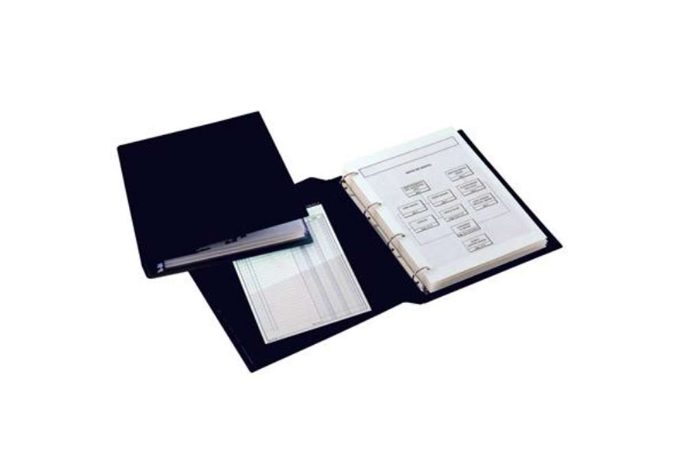 Immagine di Raccoglitore Sanremo 2000 - 30 x 42 cm - 4 anelli a D 25 mm - dorso 4 cm - nero - Sei Rota