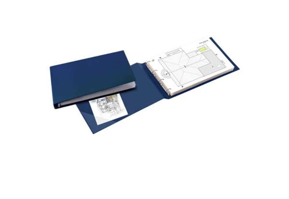 Immagine di Raccoglitore Sanremo 2000 - 42 x 30 cm album - 4 anelli a D 25 mm - dorso 4 cm - blu - Sei Rota