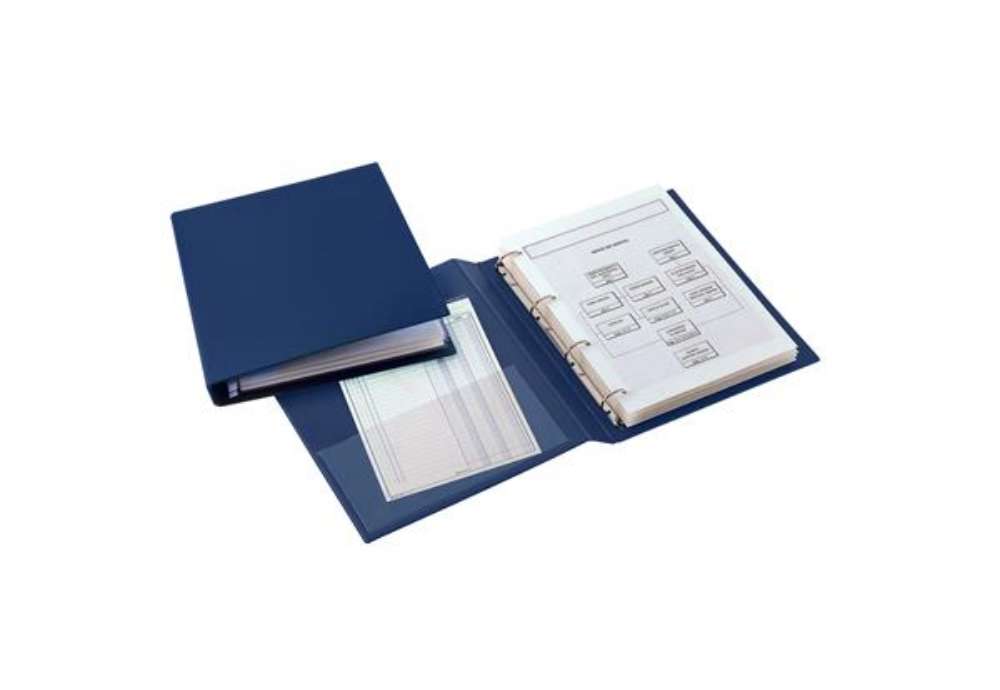Immagine di Raccoglitore Sanremo 2000 - 35 x 50 cm- 4 anelli a D 25 mm - dorso 4 cm - blu - Sei Rota