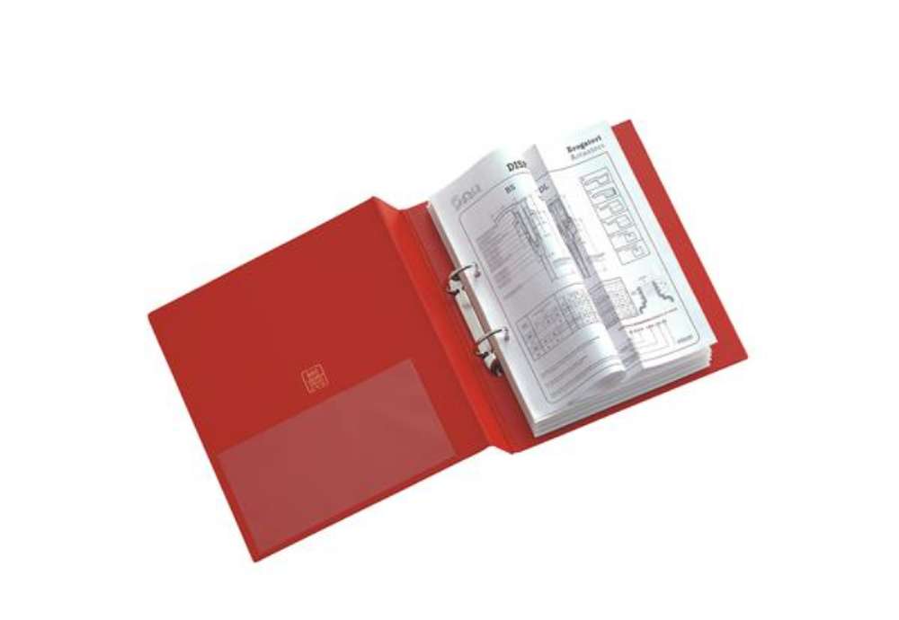 Immagine di Raccoglitore Stelvio - 22 x 30 cm - 2 anelli a Q 65 mm - dorso 9 cm - rosso - Sei Rota
