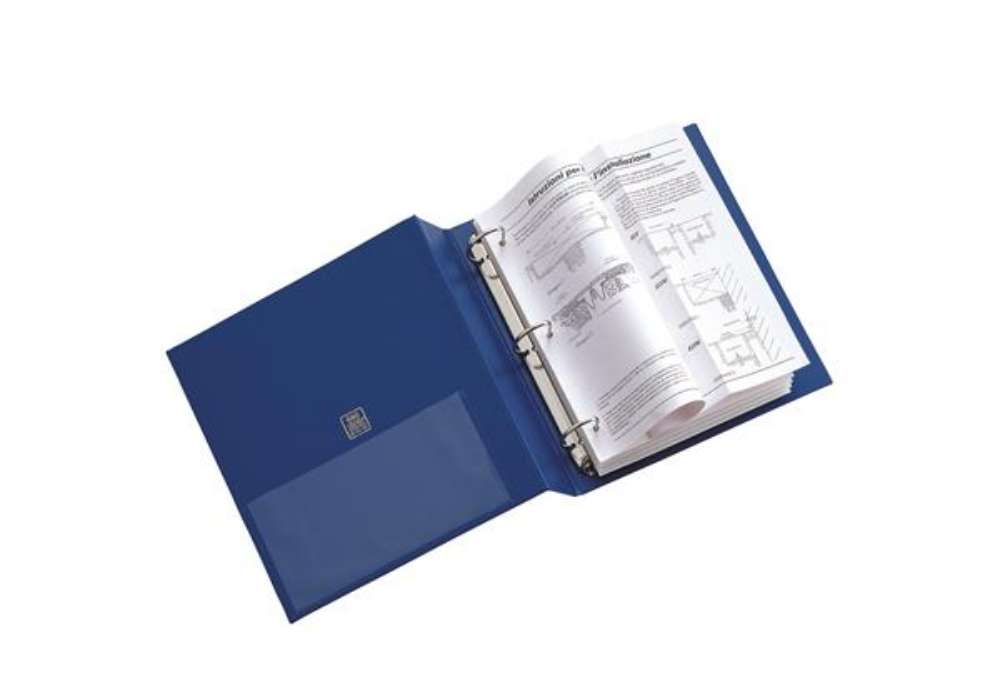 Immagine di Raccoglitore Stelvio - 22 x 30 cm - 3 anelli a D 40 mm - dorso 5,5 cm - blu - Sei Rota