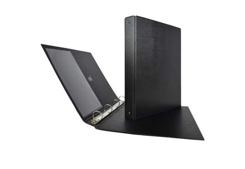 Immagine di Raccoglitore Stelvio - 22 x 30 cm - 4 anelli a R 25 mm - dorso 3 cm - nero - Sei Rota