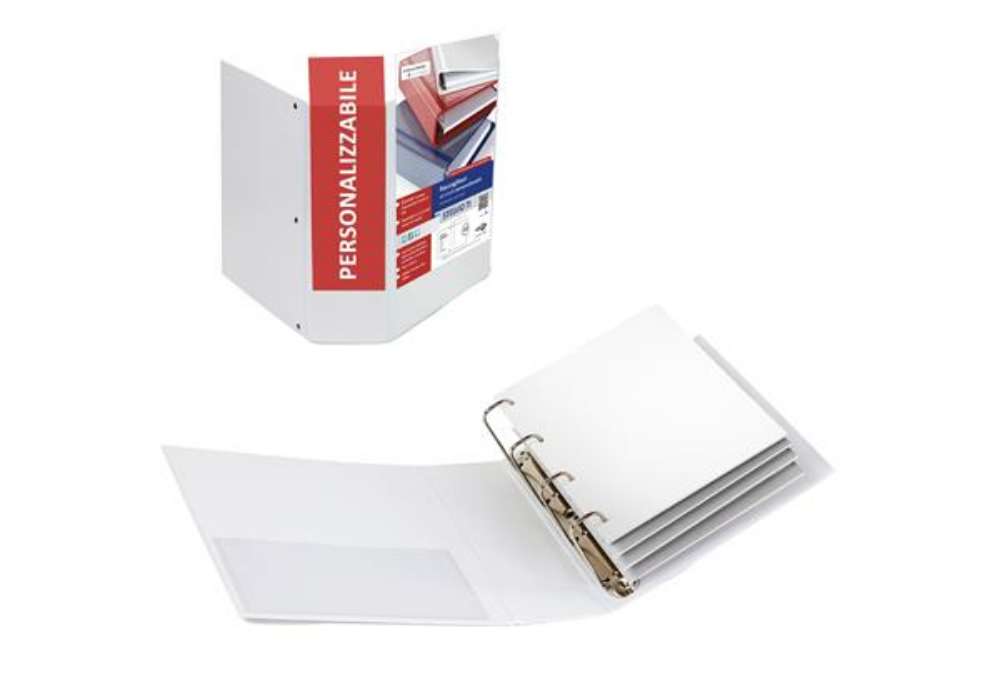 Immagine di Raccoglitore personalizzabile Stelvio TI - 22 x 30 cm - 4 anelli a Q 65 mm - dorso 9 cm - bianco - S