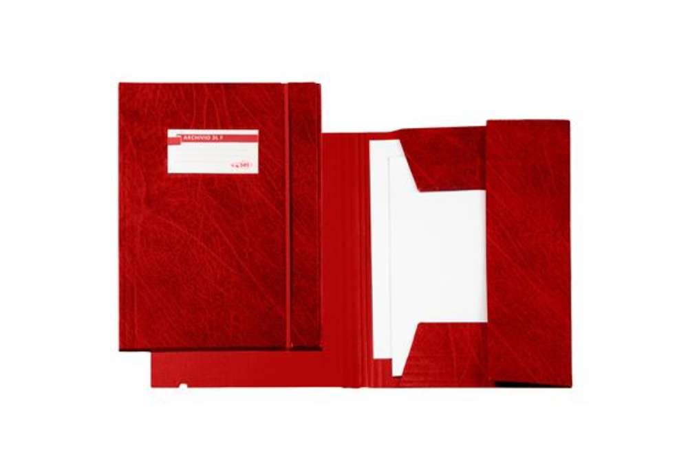 Immagine di Cartella 3 lembi con elastico F - 25 x 35 cm - dorso 3 cm - Colpan - rosso - Sei Rota
