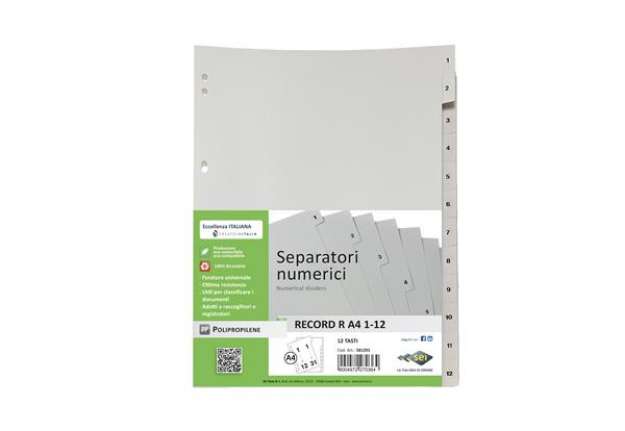 Immagine di Separatore numerico 1/12 Record R - PPL - 21 x 29.7 cm - A4 - Sei Rota