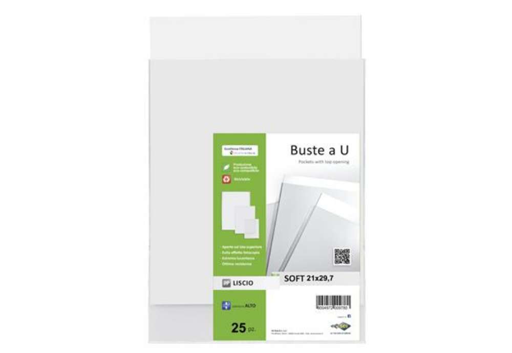 Immagine di Buste a sacco Soft - PPL - 21 x 29,7 cm - liscio - trasparente - Sei Rota - conf. 25 pezzi