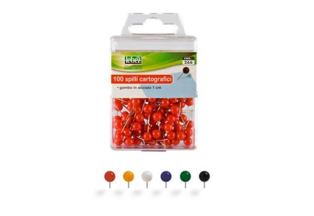 Immagine di Spilli cartografici a sfera - rosso - Lebez - scatola 100 pezzi