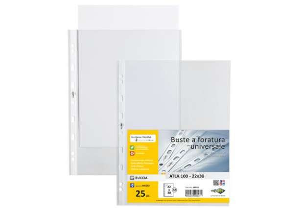 Immagine di Buste forate Atla - medium - buccia - 22 x 30 cm - trasparente - Sei Rota - conf. 25 pezzi