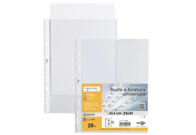 Immagine di Buste forate Atla - pesante - buccia - 23 x 33 cm - trasparente - Sei Rota - conf. 25 pezzi