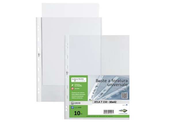 Immagine di Buste forate Atla T - pesante - liscio - 30 x 42 cm (libro) - trasparente - Sei Rota - conf. 10 pezz