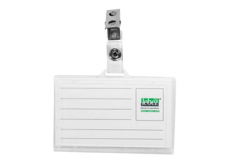 Immagine di Portabadge con clip - PVC semirigido - 9 x 5,6 cm - Lebez