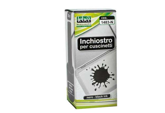 Immagine di Inchiostro per cuscinetti - 30 ml - senza olio - nero - Lebez
