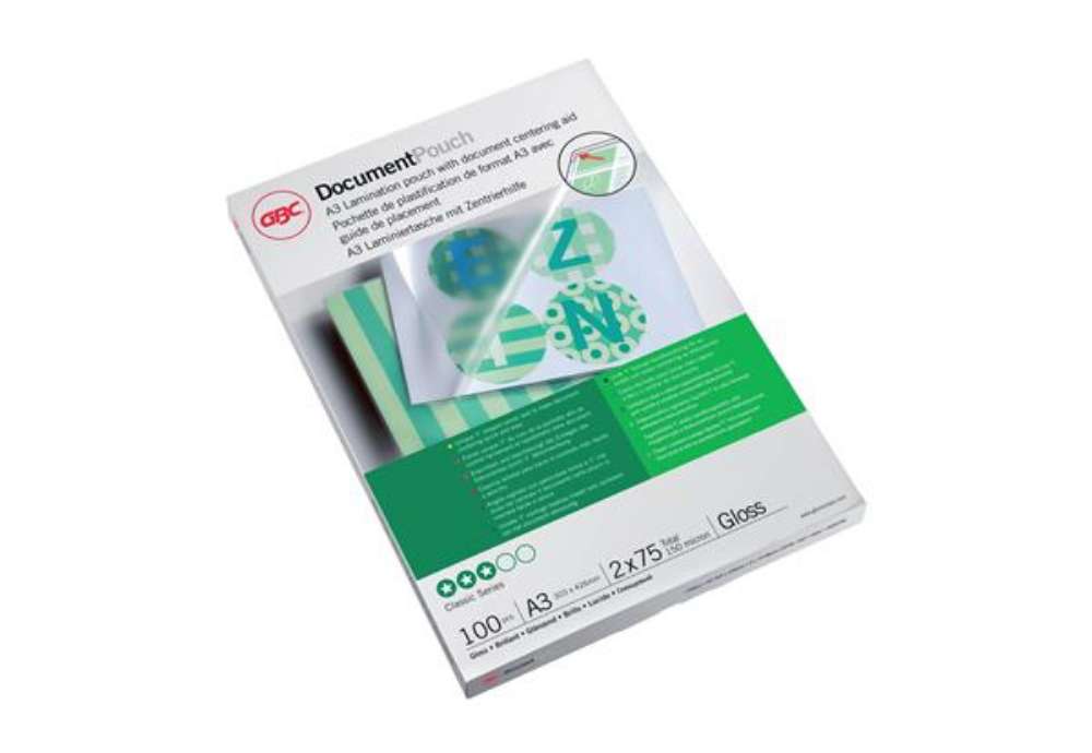 Immagine di Pouches - A3 - 303 x 426 mm - 2 x 75 micron - A3 - GBC - scatola 100 pezzi