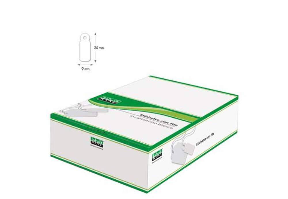 Immagine di Etichette con filo A384 - 9 x 24 mm - bianco - Lebez - conf. 1000 pezzi