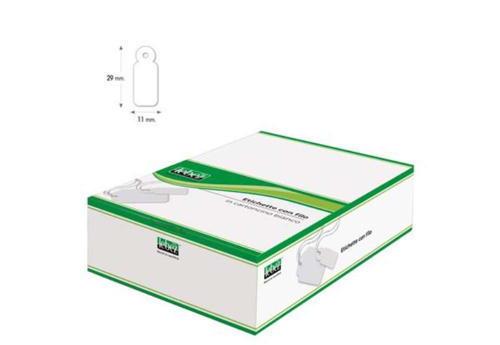 Immagine di Etichette con filo A385 - 11 x 29 mm - bianco - Lebez - conf. 1000 pezzi