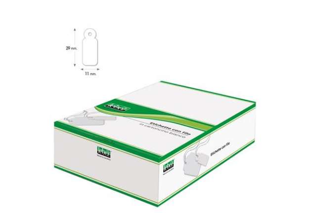 Immagine di Etichette con filo A385 - 11 x 29 mm - bianco - Lebez - conf. 1000 pezzi