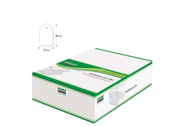 Immagine di Etichette con filo A389 - 18 x 29 mm - bianco - Lebez - conf. 1000 pezzi