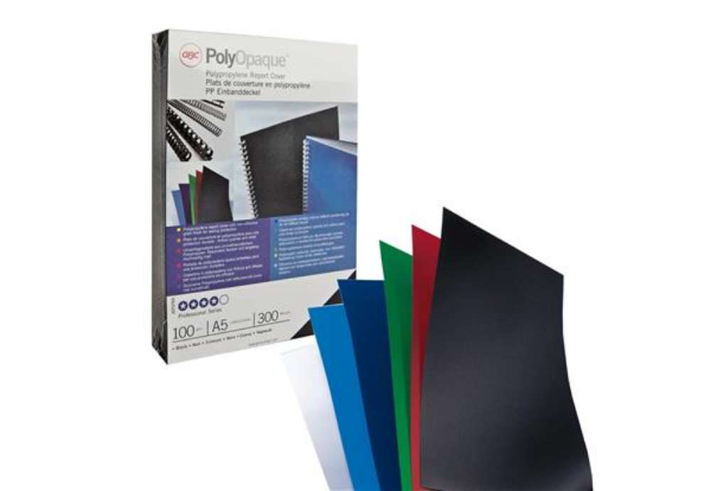 Immagine di Copertine PolyOpaque - A4 - 300 micron - PPL -  nero coprente - GBC - conf. 100 pezzi