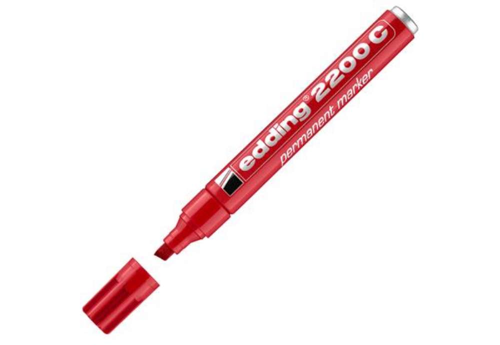Immagine di Marcatore permanente 2200C - punta a scalpello - da 1 a 5 mm - rosso  - Edding