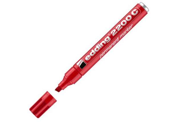 Immagine di Marcatore permanente 2200C - punta a scalpello - da 1 a 5 mm - rosso  - Edding