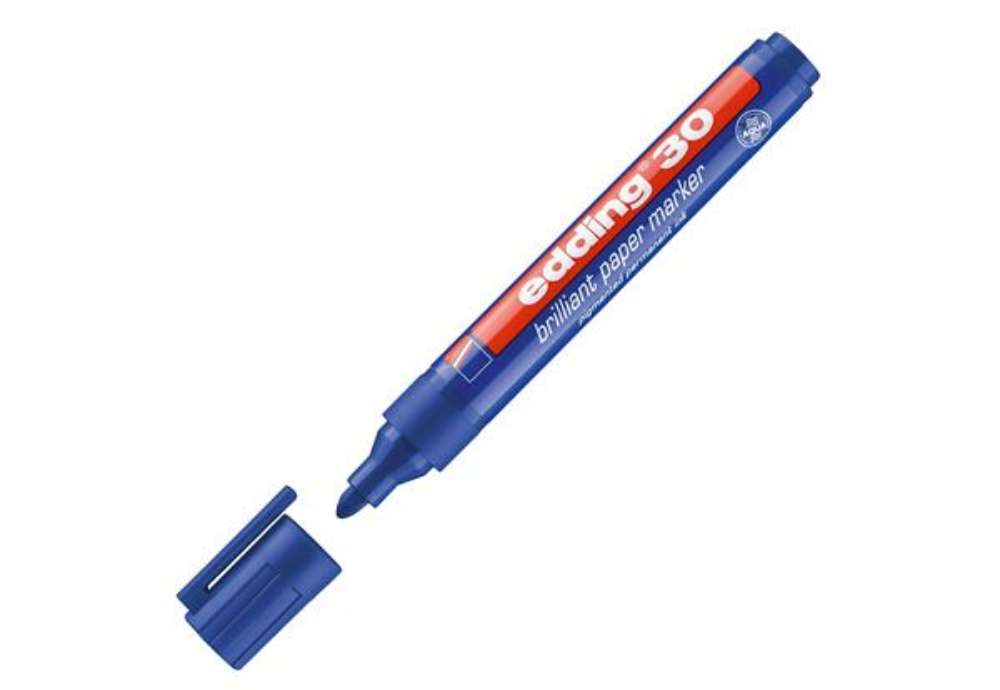 Immagine di Marcatore permanente 30 - punta tonda - da 1,5 a 3 mm  - blu - Edding