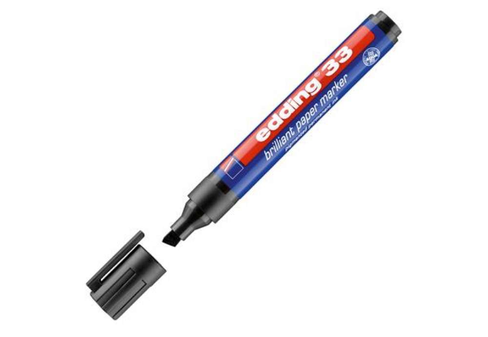 Immagine di Marcatore permanente 33 - punta scalpello - da 1 a 5 mm - nero - Edding