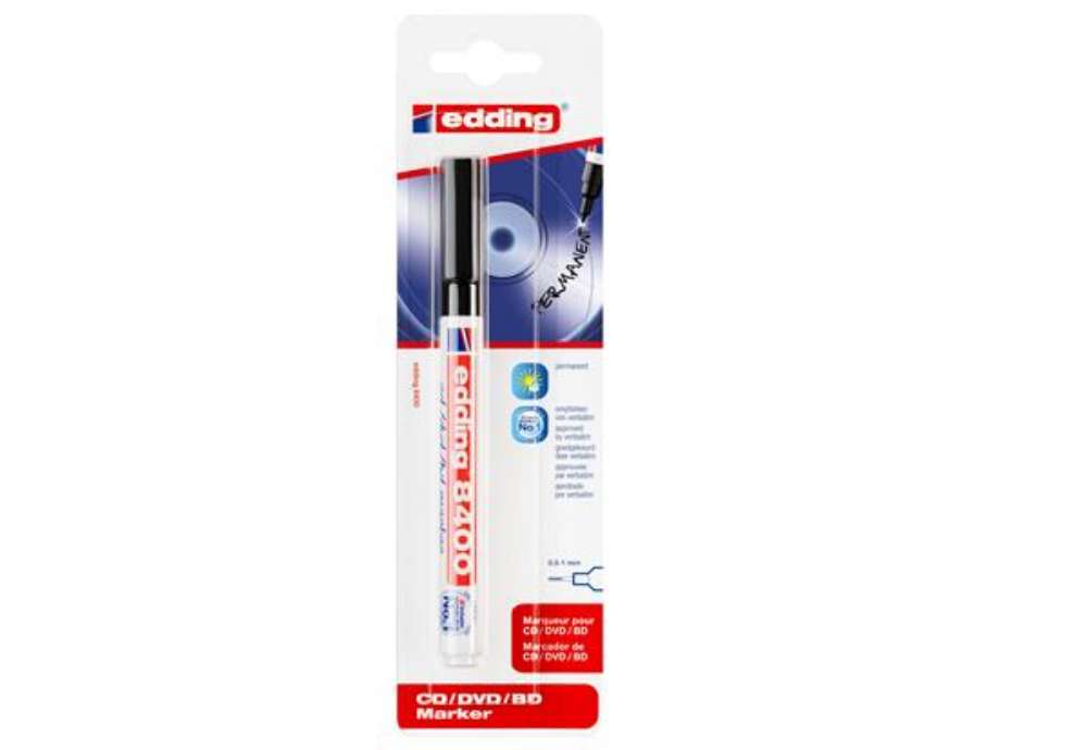 Immagine di Marcatore permanente per CD/DVD 8400 - punta tonda - 1 mm - nero - Edding