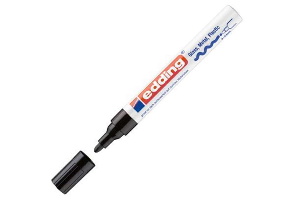 Immagine di Marcatore permanente a vernice 750 - punta tonda - da 2 a 4 mm - nero - Edding