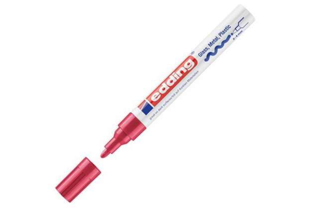 Immagine di Marcatore permanente a vernice 750 - punta tonda - da 2 a 4 mm - rosso - Edding