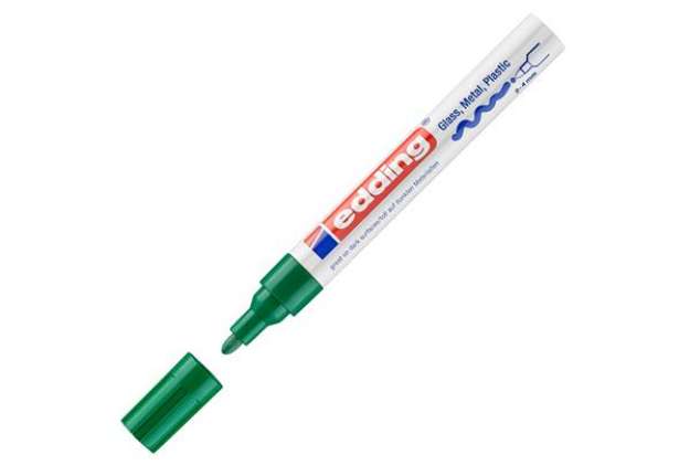 Immagine di Marcatore permanente a vernice 750 - punta tonda - da 2 a 4 mm - verde - Edding