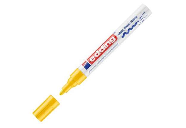Immagine di Marcatore permanente a vernice 750 - punta tonda - da 2 a 4 mm - giallo - Edding