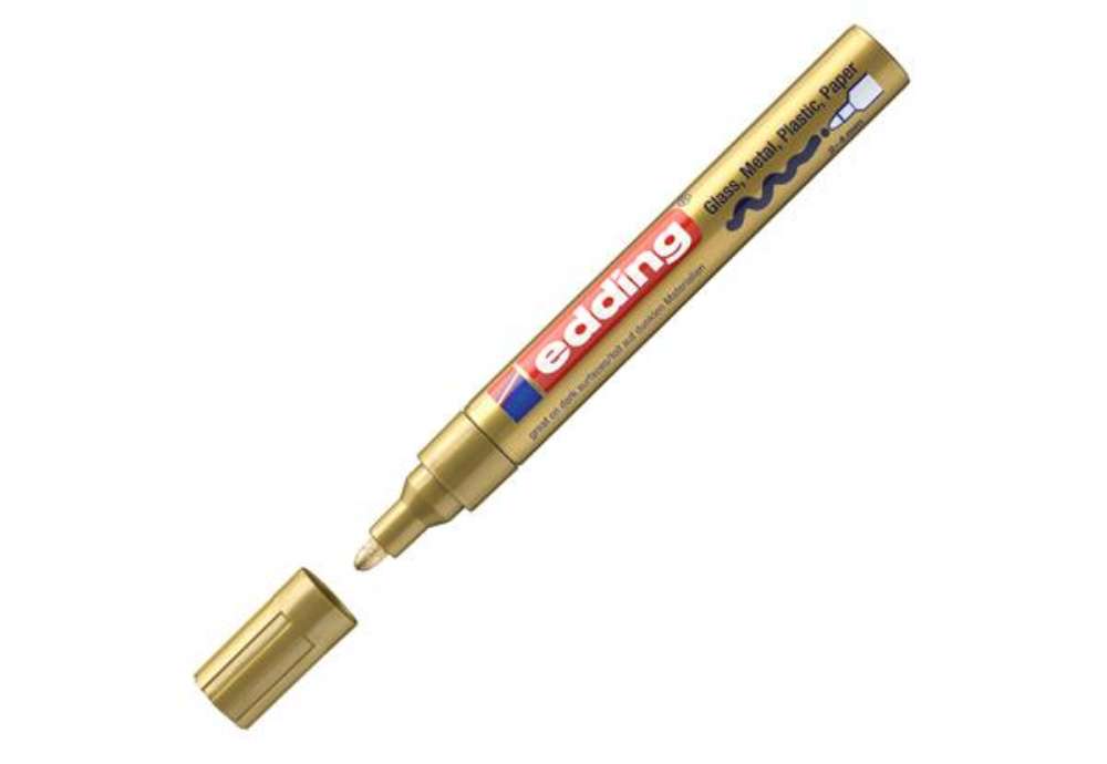Immagine di Marcatore permanente a vernice 750 - punta tonda - da 2 a 4 mm - oro - Edding