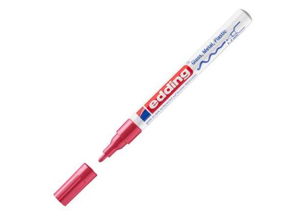 Immagine di Marcatore permanente a vernice 751 - punta tonda fine - da 1 a 2 mm - rosso - Edding