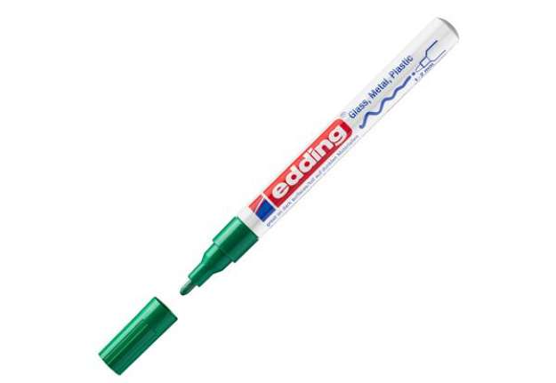 Immagine di Marcatore permanente a vernice 751 - punta tonda fine - da 1 a 2 mm - verde - Edding