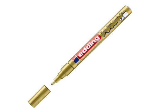 Immagine di Marcatore permanente a vernice 751 - punta tonda fine - da 1 a 2 mm - oro - Edding