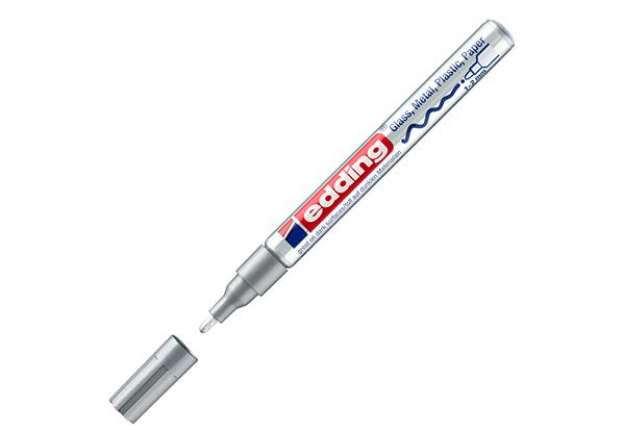 Immagine di Marcatore permanente a vernice 751 - punta tonda fine - da 1 a 2 mm - argento - Edding