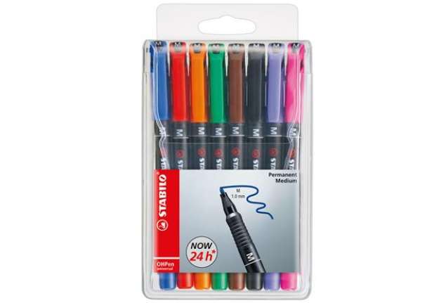 Immagine di Pennarello OHPen universal permanente 843 - punta media 1 mm - colori assortiti - Stabilo - conf. 8