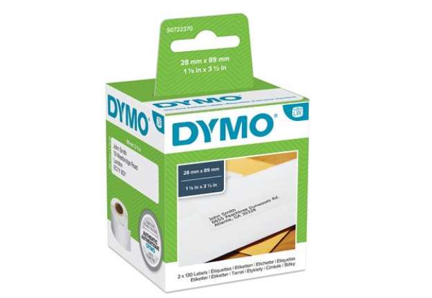 Immagine di Rotolo 130 etichette LW 990100 - carta - indirizzi standard - 28 x 89 mm - bianco - Dymo - conf. 2 r