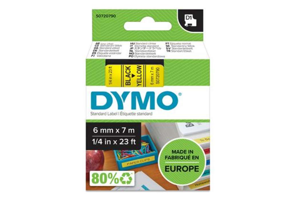 Immagine di Nastro D1 standard 436180 - 6 mm x 7 mt - PL - nero/giallo - Dymo
